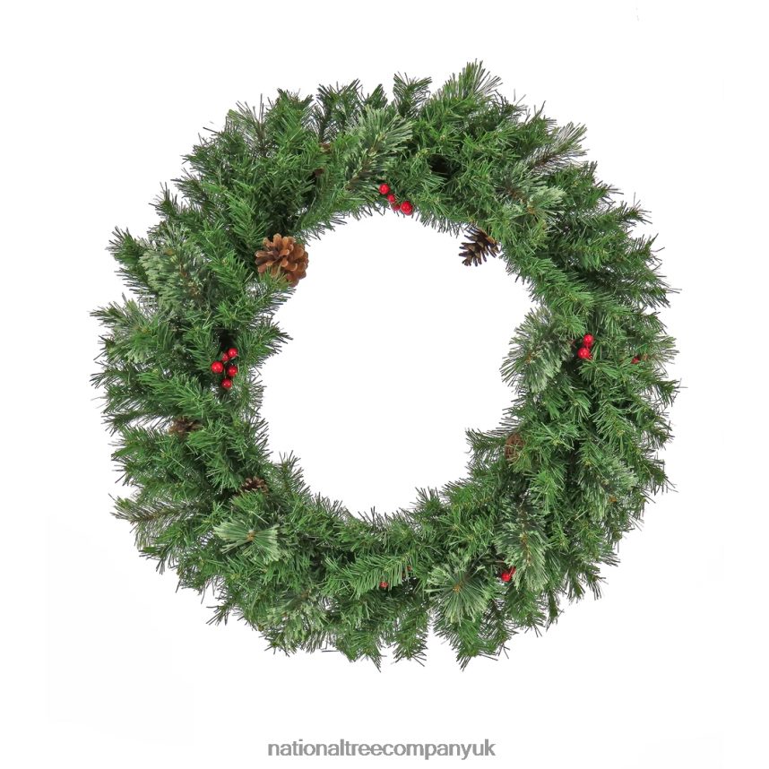 Greenery | National Tree Company 30 Cashmere Wreath with Pinecones and Red Berries F2L4F279